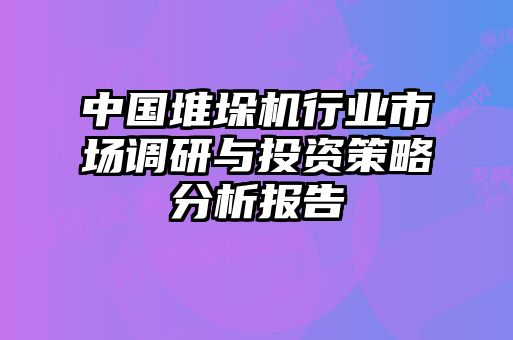 中國堆垛機行業市場調研與投資策略分析報告